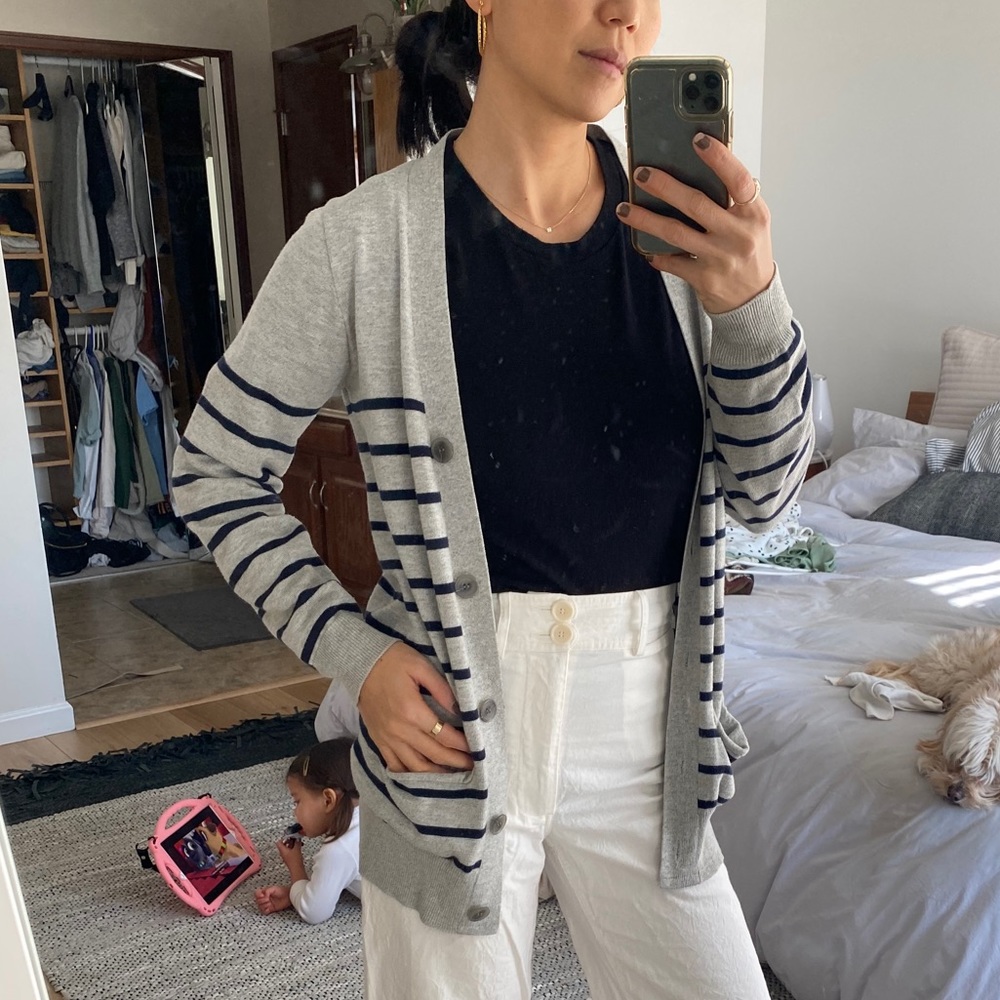 Striped button up cardigan